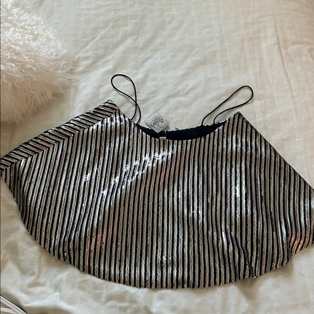 Striped sequin Black, gold and silver Two-Piece Outfit - Picture 2 of 7